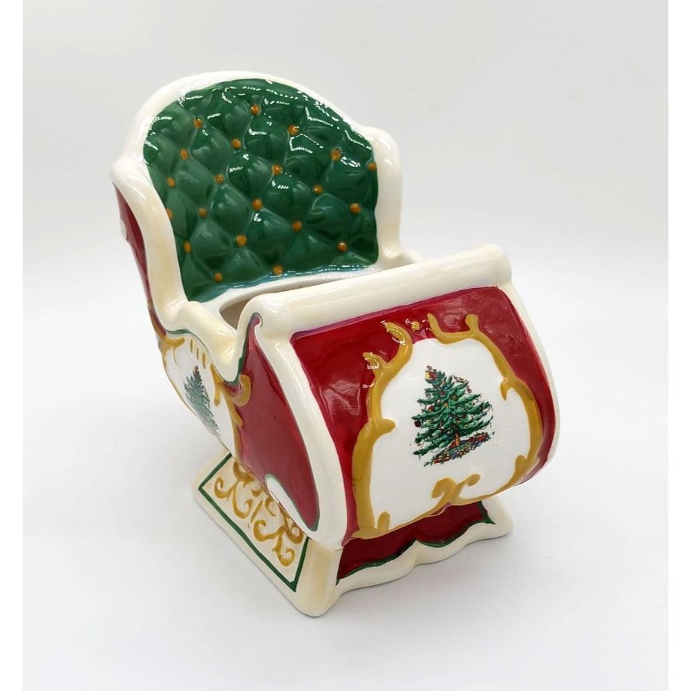 Vintage Spode Christmas Tree Santa’s Sleigh Decorative Candy Bowl & FREE Plate